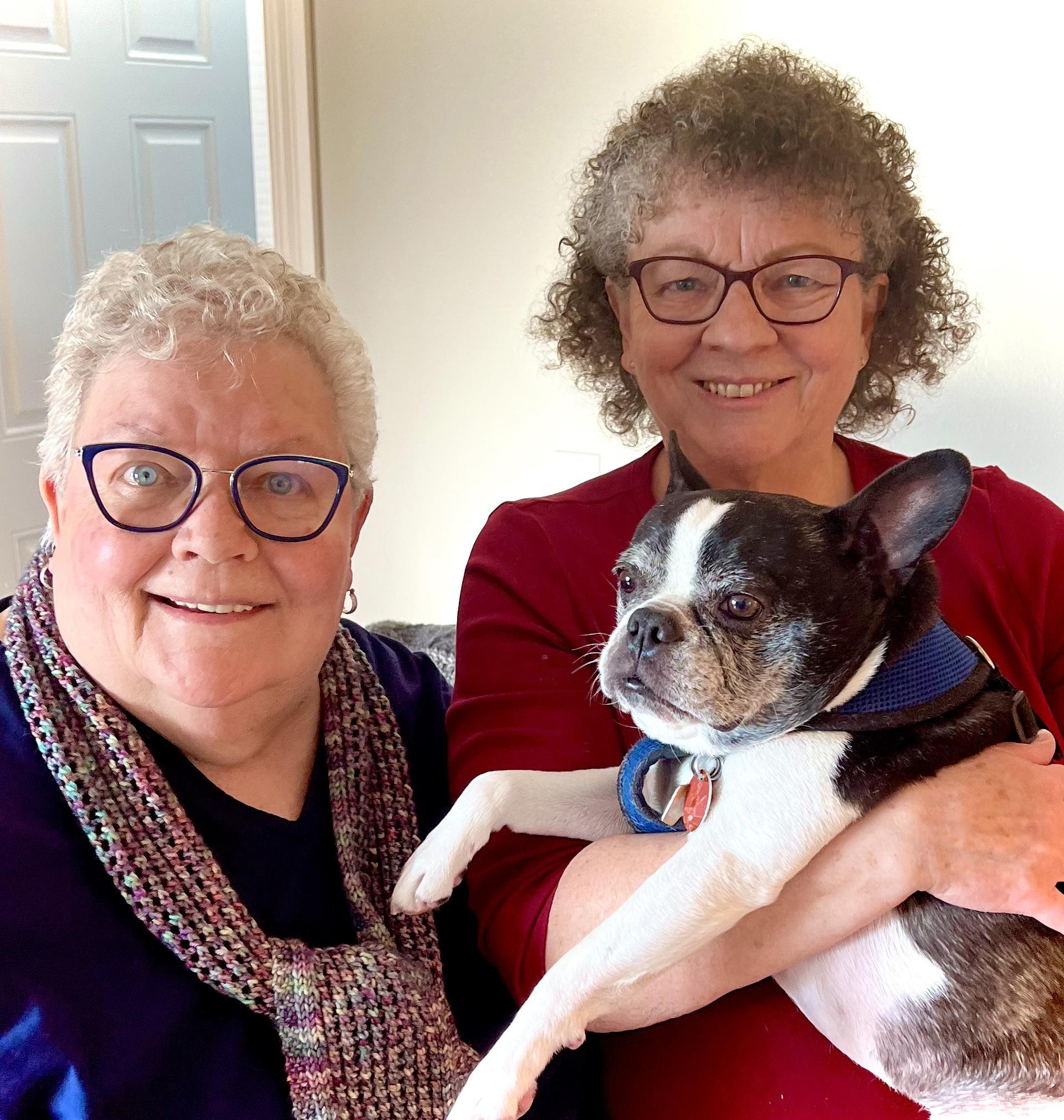 Marty (left) and Catherine (right) with dog Buddy