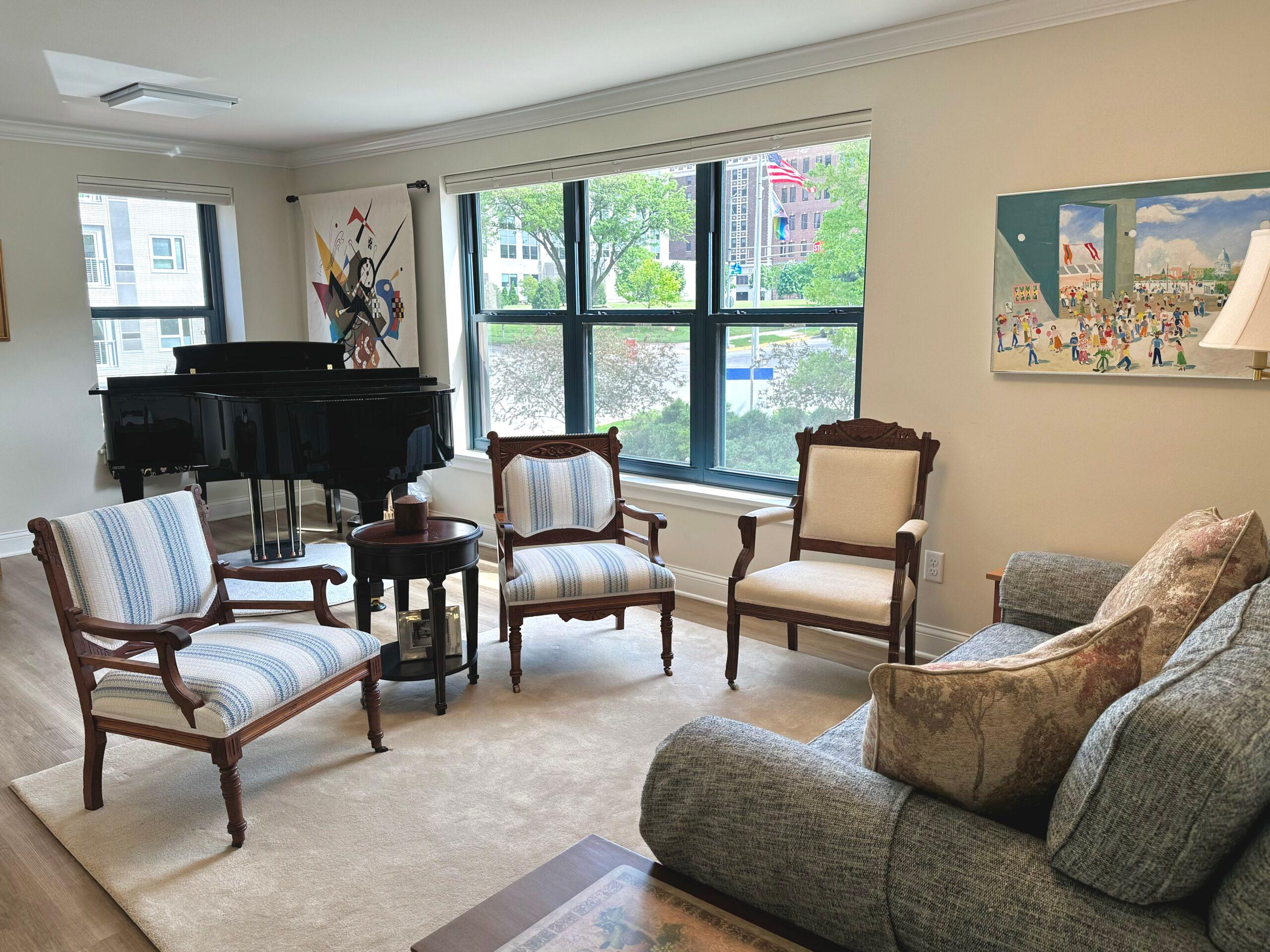 A living room in the Monroe floor plan.