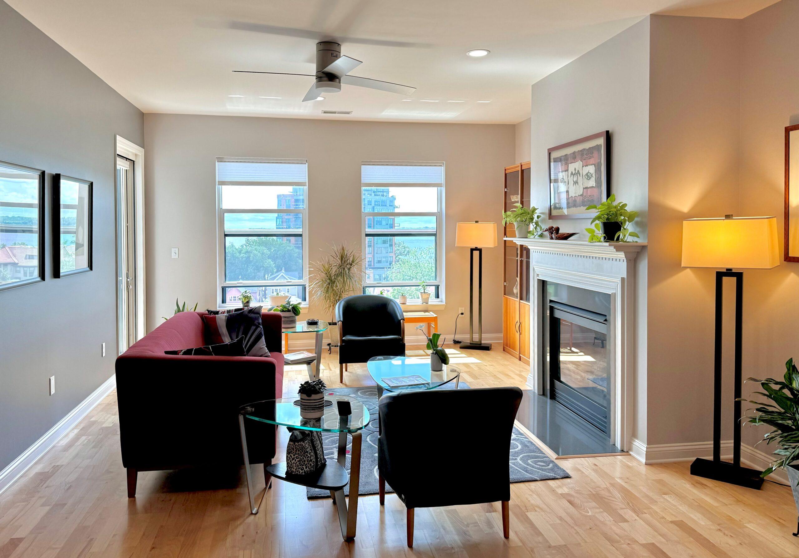 A living room in the Webster floor plan.